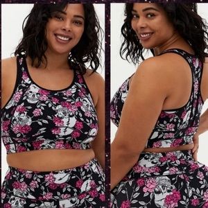 Black Floral Sports Bra